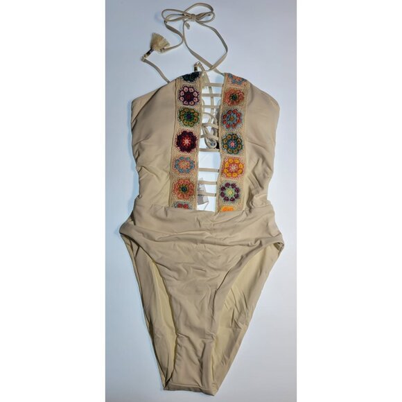 ISABELA ROSE ONE PIECE SWIMSUIT WOMENS COLOR BEIGE SIZE SMALL - Picture 9 of 9